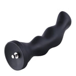 8.5-Inch Silicone Dildo with 7-Inch Insertable Bead Butt Plug and Kliclok System for Anal Pleasure - M Size Bird's Head, Black