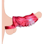 Penis Ring Silicone Sleeve 5.5 Inch Octopus Animal With Stem Enhancer Enhances Erection Enlarges Penis For Men And Women Sex Toys (Red)