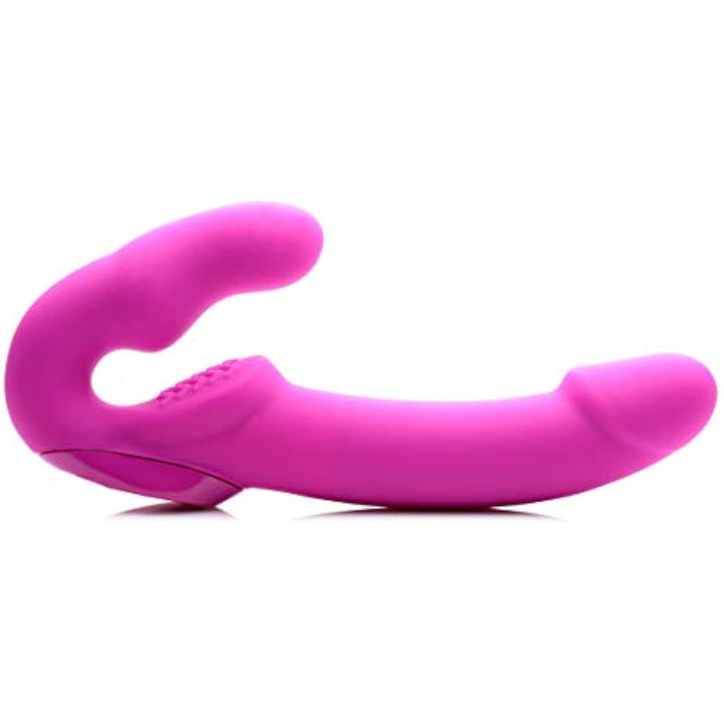 Evoke Rechargeable Vibrating Silicone Strapless Strap On, Pink