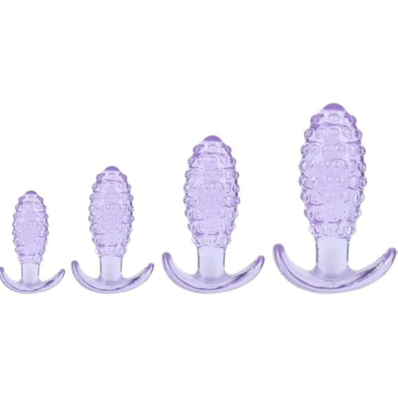 4Pcs Anal Training Kit Analplug Butt Plugs Set For Men Massage Prostate Wearable Anal Dilator Adult Sex Toys Massage For Women G Spot (Purple)