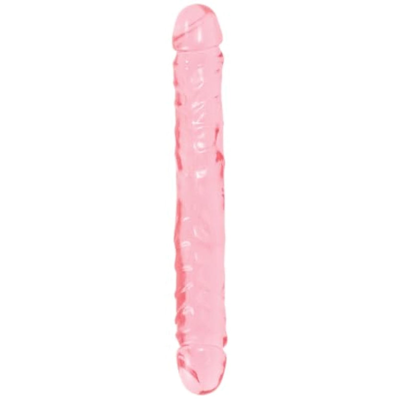 Doc Johnson Crystal Jellies - Jr. Double Dong - 12" - Double Sided Dildo - Pink