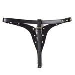 Women's Adjustable Chastity Belt Harness with 3 Rings and PU Leather Strap, Sm Fetish Slaves Erotic Restraints for Butt Plug and Dildo Play