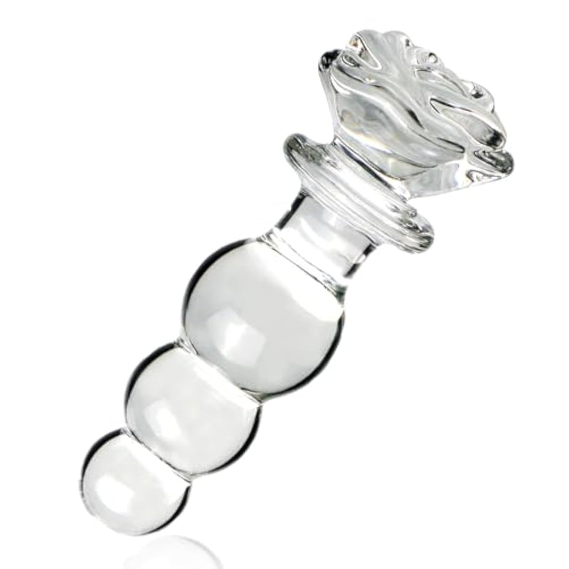 Crystal Anal Bead Butt Plug - Clear Glass Anal Plug With Gradual Large Anus Beads, Transparent Anal Dildo Butt Plug Vaginal Prostate Massage Stimulation Anal Sex Toy For Men Women Couple (S)
