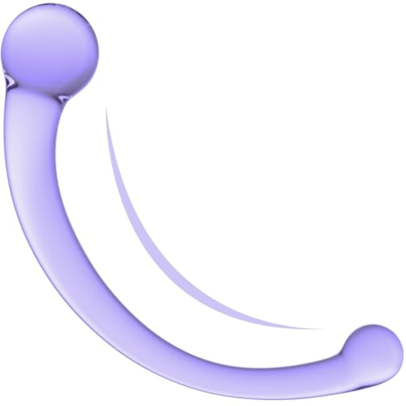 Purple Glass Double-Ended Wand for Men and Women - 8.3 Inch Anal Hook G Spot Stimulator