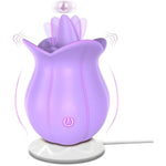 Clitoral Licking Tongue Rose Sex Toy Vibrator Stimulator For Women, Vibrating Rose Adult Women Couples Sex Toys With 10 Modes, Female Mini Clitoris Nipple Vibrator For Woman Her Pleasure (Purple Rose)