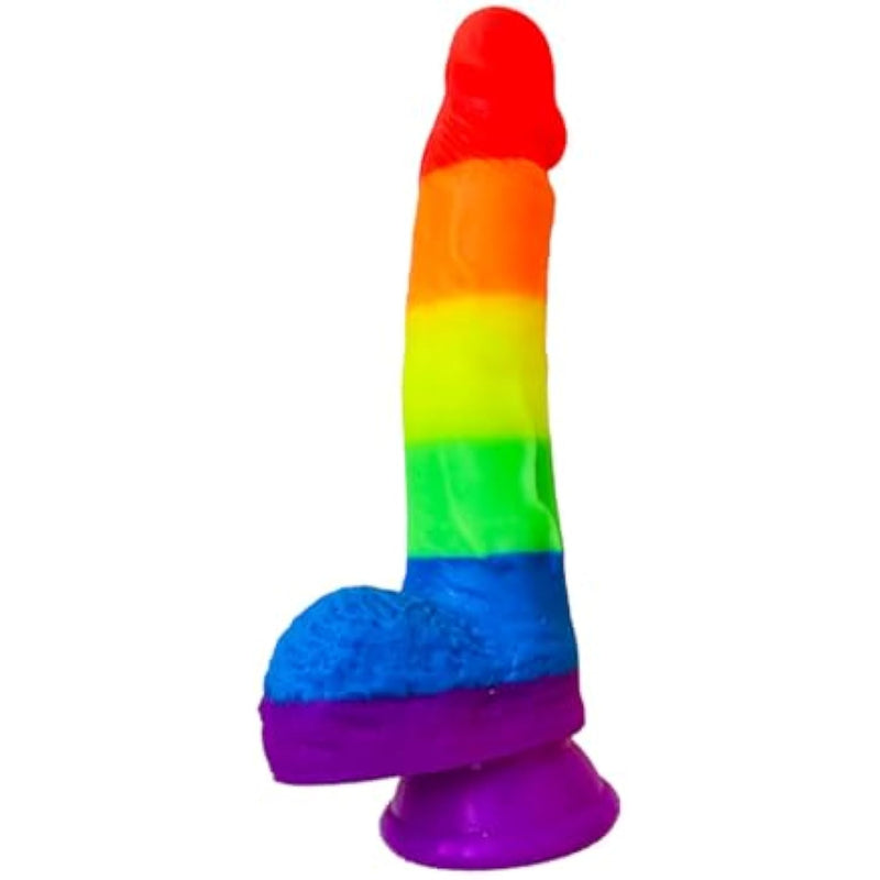 8.66 Inch Realistic Simulation Rainbow Dildo With Strong Suction Cup Base For Hands-Free Play, 2 Bolas,Liquid Silicone Sex Toys, Suitable For G-Spot Anal Sex Play, Sex Toys