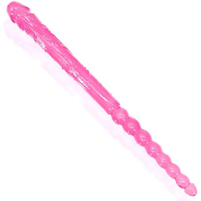 Double Ended Dildo 18.89 Inch Dong Anal Beads With Veins And Glans For Anal Vagina Stimulation Double Side Penis Cock Massager Sex Toy For Lesbian Men Women Pink