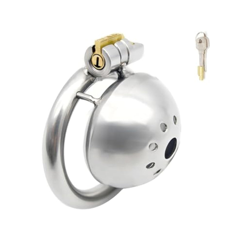 Metal Chastity Cage With Catheter Sex Toys Small Cock Cages With Invisible Locks And 2 Keys Male Chasity Devices For Bondage Of Men'S Penises Stainless Steel Penis Lock (1.57In,A)