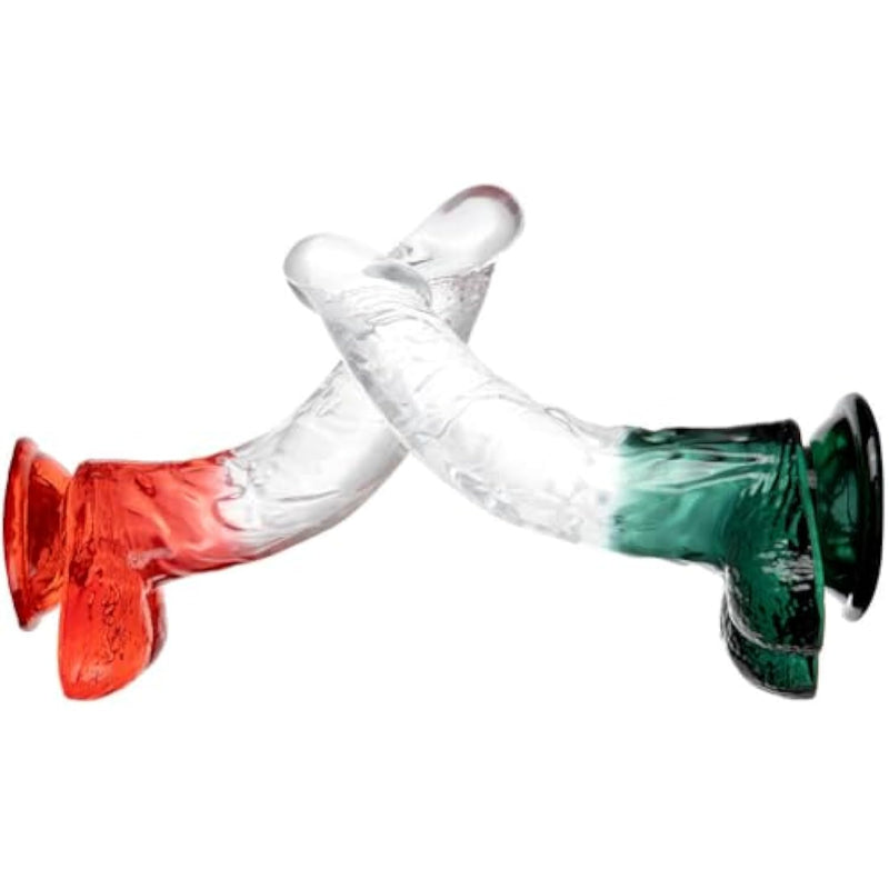 2 Pcs G-Spot Dildo, Realistic Transparent Dildo With Powerful Suction Cup, Strap On Dildo With Testicles For Anal Prostate Massage Vaginal G-Spot Stimulation, Adult Sex Toys For Women Men Couples