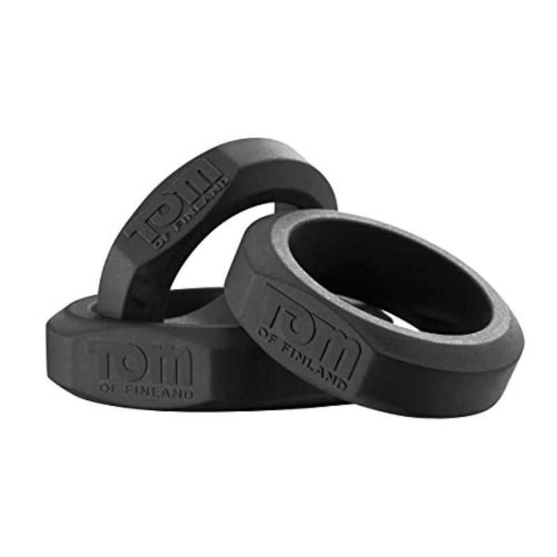 Tom of Finland Silicone Cock Ring Set, 3 Piece Kit for Enhanced Erection