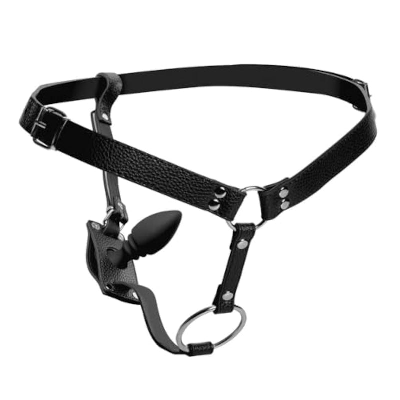 Male Cock Ring Harness with Silicone Anal Plug for Enhanced Sensation