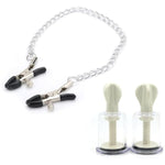 Adjustable Pressure Breast Clamps Stainless Steel Non Piercing Nipple Rings Decorative Clip 1Pcs Nipple Clips Clamps And 2Pcs Nipple Suckers,For Women/Men(3.8Cm)