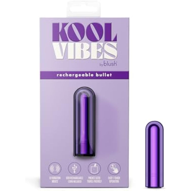 Sex Toys – Kool Vibes Mini Bullet Vibrator – 2.5 Inch Discreet Travel-Friendly Clitoral Stimulator – 10 Vibration Modes With Effortless One Button Control – Women, Couples – Grape