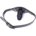 Black Rivet Mouth Plug Silica Gel Dildo With Adjustable Leather Strap For Couple Mouth Gag Sex Restraint Set (Length: 6Cm, Black)