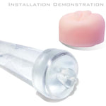 2Penis Pump Simulated Inverted Model, Realistic Sleeve Replacement Sealing Cap For 2.5-Inch Cylindrical Large Penis Pump Sleeve, Male Enhancement Growth Pump Cap (Pink + Clear)