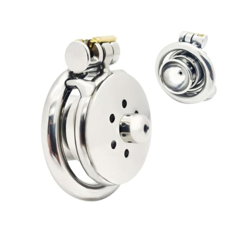 Adult Male Sex Toy - Metal Chastity Cage with Invisible Lock and 2 Keys for Penis Exercise