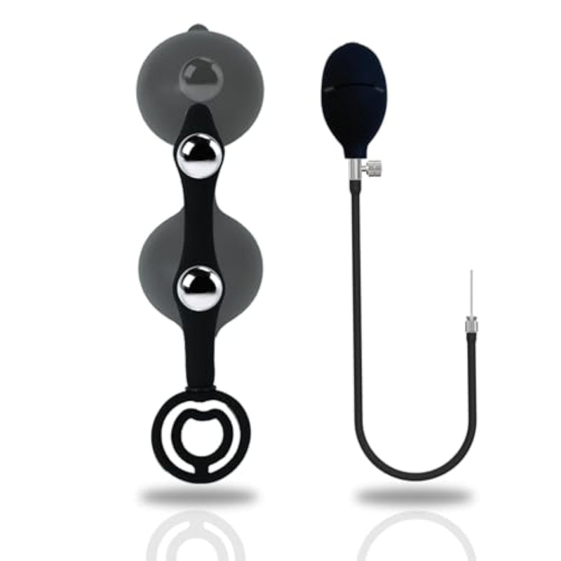 Inflatable Anal/Butt Plug Prostate Massager With Rolling Steel Ball Inside Lgbt Anus Vagina Dilator Expander For Erotic Games (Two Balls)