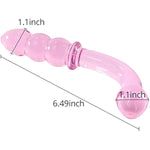 Glass Dildo, Crystal Bent Pleasure Wand Double Ended Butt Plug Anal Beads For Unisex G-Spot Stimulation
