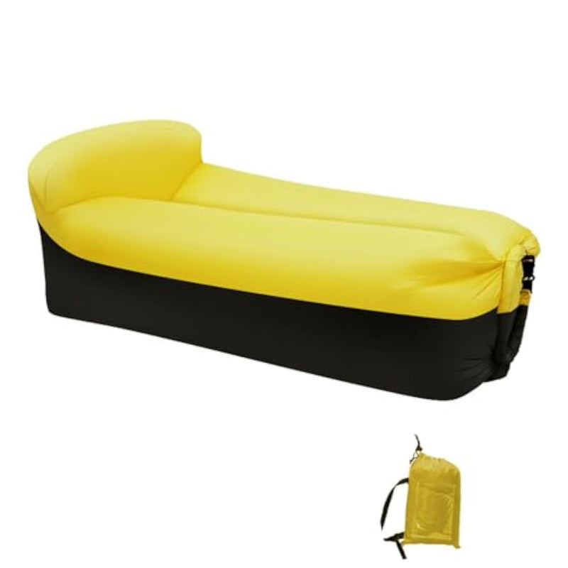 Inflatable Couch For Camping,Inflatable Lounger Air Sofa Chair,Portable Festival Couch For Outdoor, Beach, Hiking, Picnics, Music Festivals (Yellow -Black)