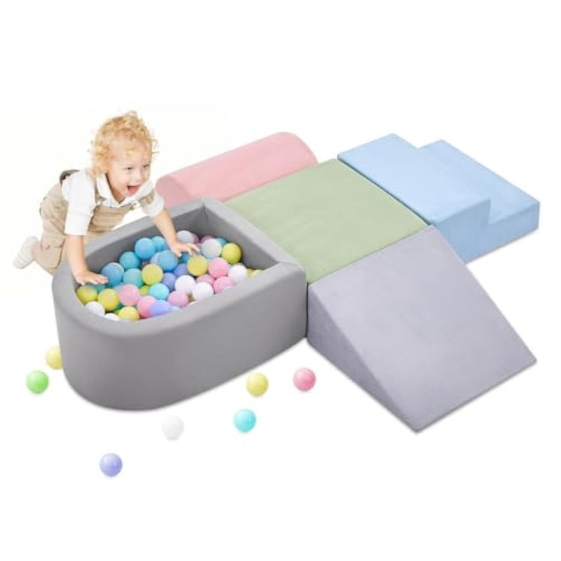 Climbing Toys For Toddlers , Foam Climbing Blocks With Ball Pit For Baby, 5-Piece Soft Toddlers Climbing Toy Indoor,Climbing Crawling Toys Soft Foam Blocks Activity Play Set(Balls Not Included)
