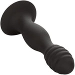 Silicone Ribbed Anal Stud, 5.25 Inch Butt Plug With Suction Cup Black - Se-0416-25-2