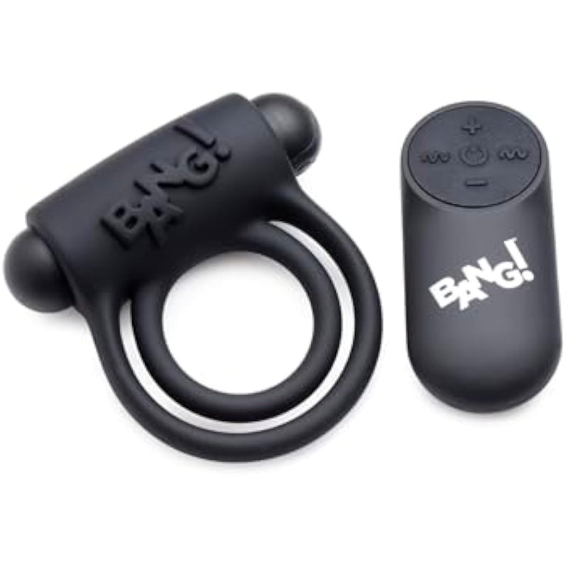 Remote Control 28X Vibrating Cock Ring And Bullet - Black