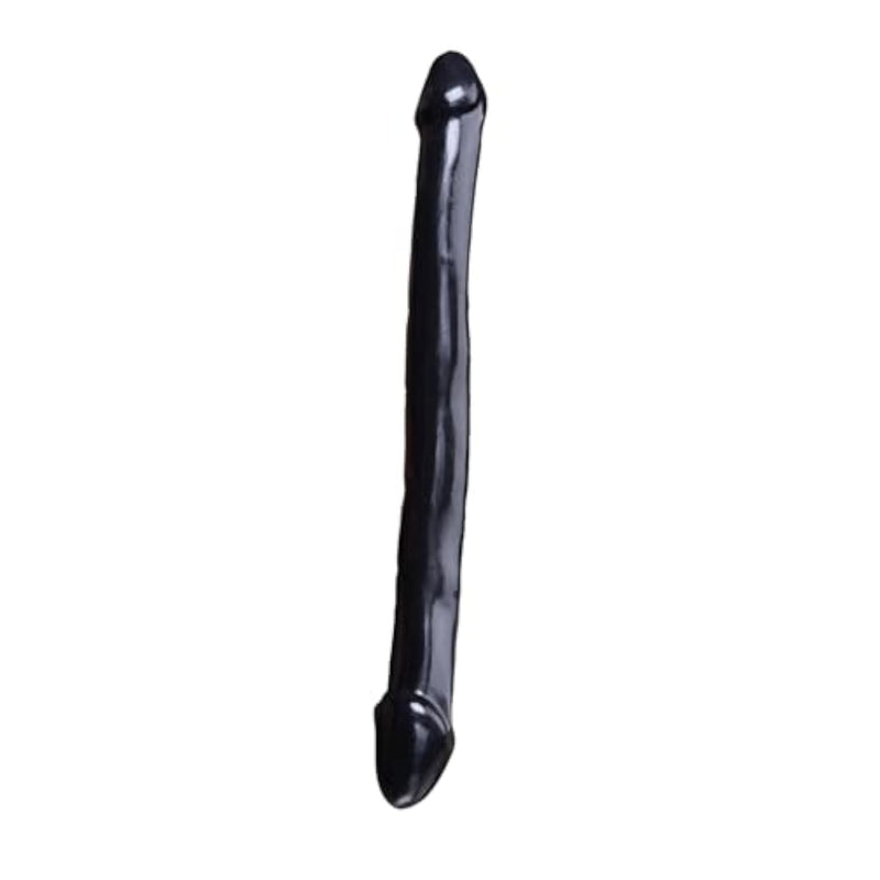 Extra Large Double Ended Dildo with Smooth PVC Material and Dual Head Design, Black Color