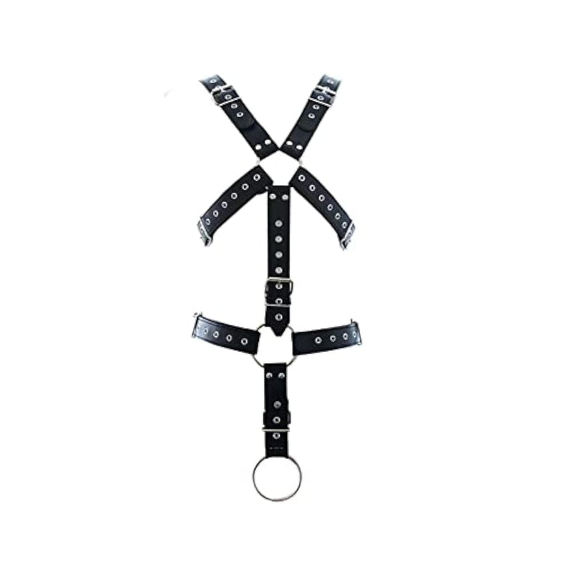 Male Leather Chastity Belt Chest Harness With Handcuffs And Penis Ring, Adjustable Adult Products Bondage Costume Sm Slave Fetish Chastity Devices For Men And Couples