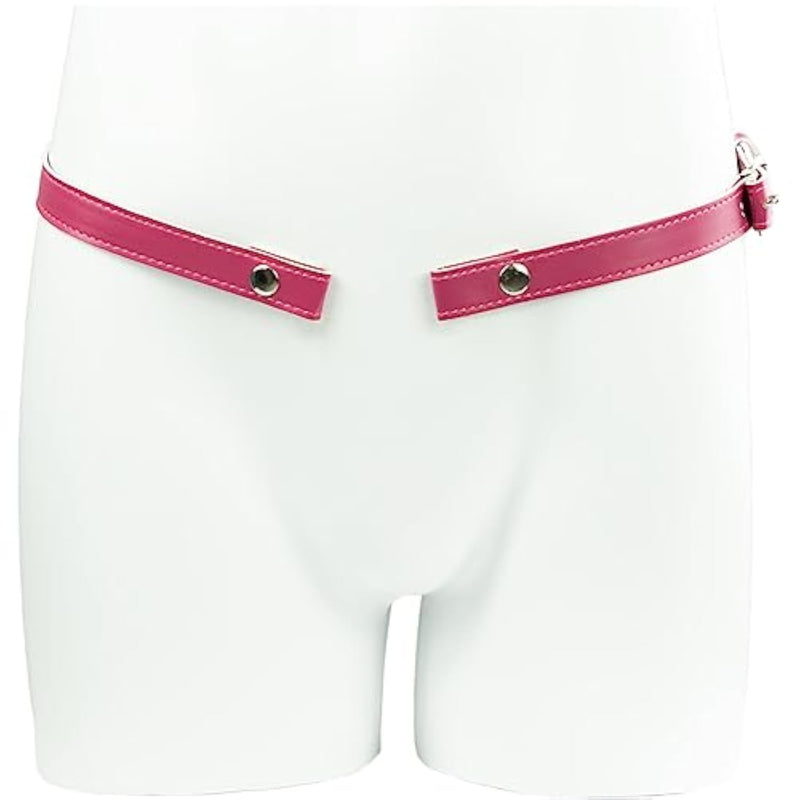Adjustable Penis Cage Auxiliary Belt with Snap Buttons and Soft PU Leather