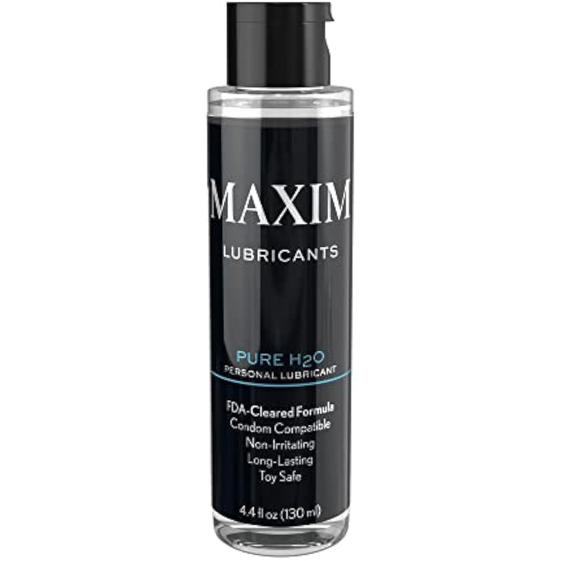 Maxim Pure H2O Lubricant, Water-Based, Premium Cleared Formula, Long-Lasting, Non-Sticky, Non-Irritating, Compatible With Toys And Condoms, 4.4 Fl Oz / 130 Ml, Topical Use Only