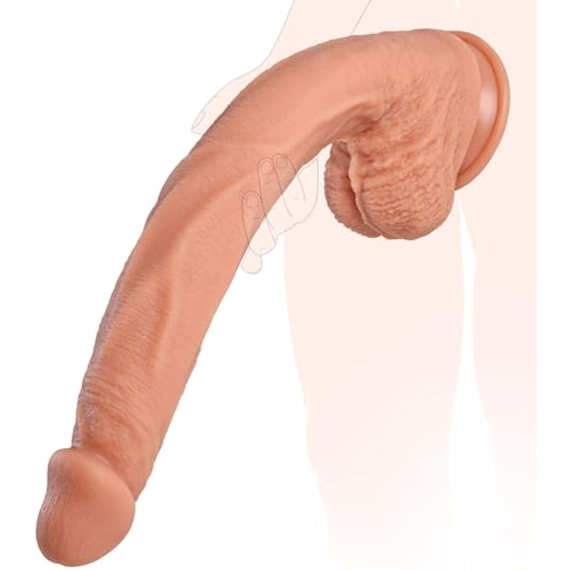 17.5Inch Super Long Dildo, Realistic Silicone Large Anal Dildos With Small Glans For G-Spot Stimulator & Anal Trainer, Flexible Thick Xxl Dildo With Suction Cup Huge Anal Plug Toy For Women Men Gay