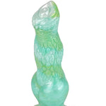Unique Knotty Soft Flexible Strong Suction Silicone Dog Dildo Wolf Anal Plug With Knot Canine Style Multi Color (Blue-Green)
