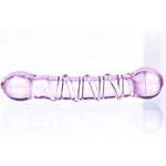 Glass Double-Ended G-Spot Dildo,6.7-Inch Pink Crystal Penis Pleasure Rod With Raised Threaded,Anal Plug P-Spot Prostate Massager,Adult Sex Toys For Male/Female Couples Masturbation