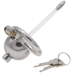 Hollow Metal Chastity Lock Male Masturbation Chastity Device With Silicone Urethral Catheter Chastity Cage Lock Sex Toy
