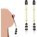 Breast Nipple Clamps Labia Clip Clitoris Rhinestone Jewelry Pendant Metal Chain Flirt Adult Sex Love Toys Bondage (Golden)