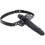 Silicone Realistic Dildo Head Double Gag With Lock Bondage Gear & Accessories Leather Bondage Ball Gag Breathable Cock Sex Gag With Holes Open Mouth Gag Sex Toys