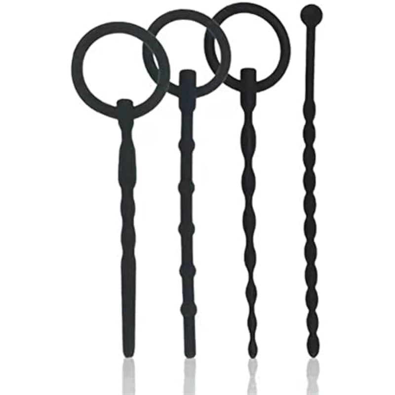 Urethral Probe Wand With Ring Silicone Chastity Holy Urethral Sound Beads Hollow Urethral Plug Probe Urinary Dilator Urethra Masturbation Rod (B)