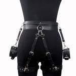 Bondage Restraints Set for Couples - Adjustable Handcuffs and Thigh Straps with PU Leather Harness