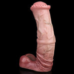 Big Horse Pennis Extender Dildo Cock Ring 7.59'' Silicone Animal Fake Penis Enlarger Sheath Dildo Built-In Cum Storage Sac Penis Girth Enhancer Extension Sleeve For Men Adult Sex Toys Rose Brown (A)
