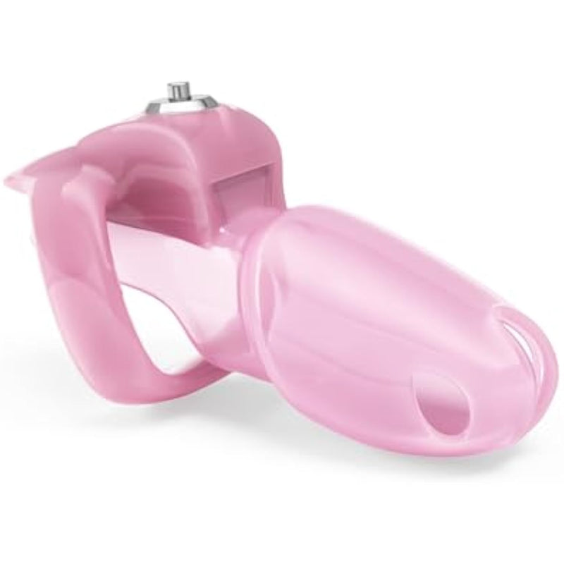 Ht-V5 Male Chastity Device Leightweight Chastity Cage Resin Ergonomic Breathable Chastity Devices With Latest Button Lock And Exclusive Keys Maxi (1.42" Ring(36Mm), Pink)