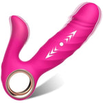 Thrusting Vibrator Dildo For Women - Adult Sex Toys For Clitoral G Spot Stimulation With 10 Vibrating & 5 Thrusting Modes, Realistic Rabbit Vibrators For Couples Sex Machine, Pink