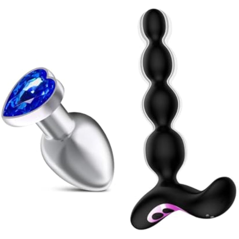 Vibrating Anal Beads + Jeweled Anal Plug