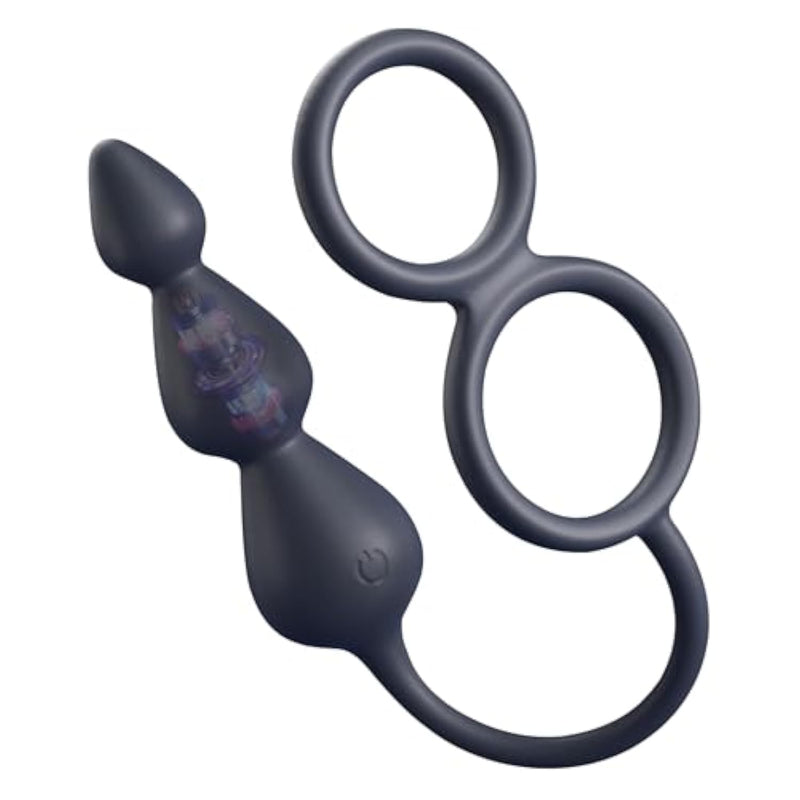 Vibrating Cock Ring Prostate Massager Multi-Point Stimulation Anal Plug 10 Vibration Patterns With Elastic Penis Ring Male Sex Toys Butt Beads