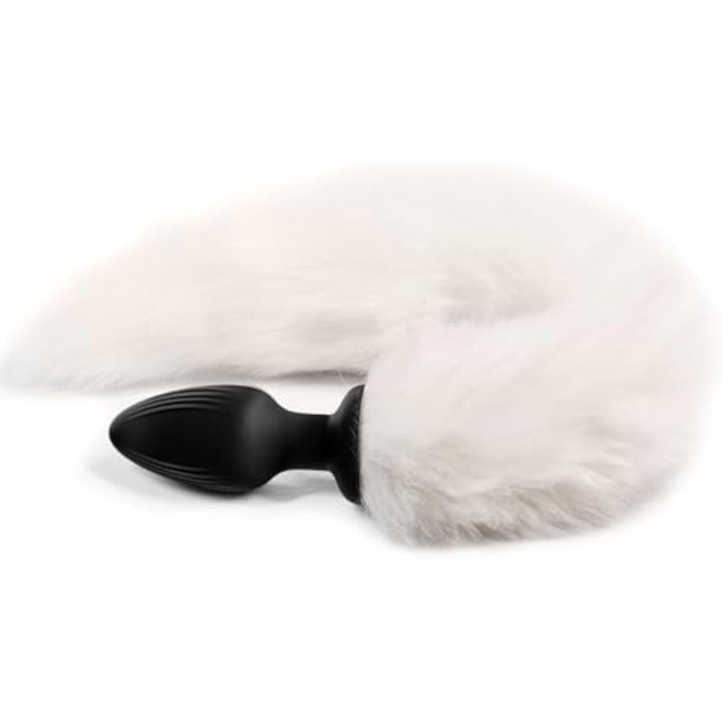 Fox Tail Silicone Anal Plugs Anal Vibrator Plugs Stimulato Role Play With 10 Powerful Vibration & 3 Rotation Modes, Wearable Adult Sex Vibrators Toys For Women Cosplayer Couple & Games (White)