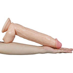 Dual Layer Realistic Dildo, 12 Inch Silicone Huge Penis Handsfree With Strong Suction Cup Flexible Dong Female Masturbator Big Cock For Vaginal G-Spot Anal Masturbation Massage Stick Dildo For Lady