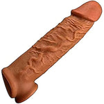 Bigger New Soft Realistic Sleeve Extender Sheath For Men Reusable Male Enhancement Extension Sleeve-1578 (Brown)