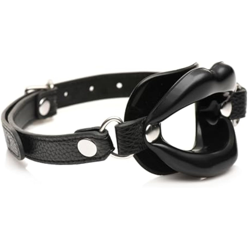 Juicy Lips Silicone Open Mouth Gag For Beginners, Men, Women, & Couples. Keeps Mouth Open. Adjustable Strap. Nickel-Free Metal And Vegan Leather. 1 Piece, Black.
