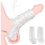 2PCS Premium Cock Enlarger Sex Toys, Reusable Ultra-Soft Penis Extender Sleeves with Penis Ring for Men and Couples, Pumps and Enlargers, Male Sex Toy for Boost Sexual Pleasure and Performance (White)