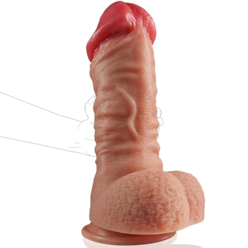 Extra Large Realistic Silicone Dildo for Advanced Men and Women - 13 Inch Long with 4 Inch Diameter Suction Cup Base