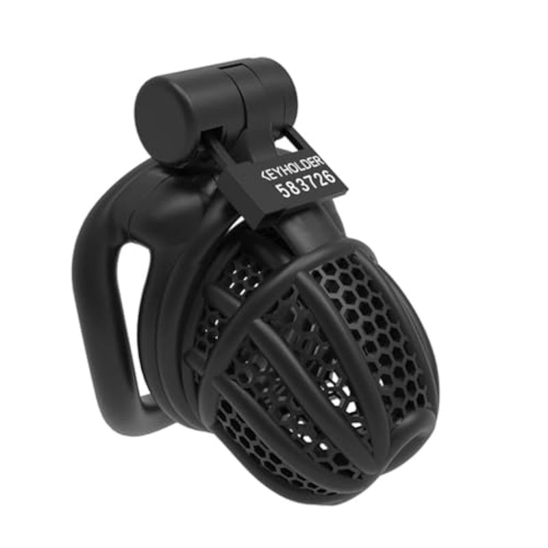 Male Chastity Device Cock Cage 3D Honeycomb Chastity Devices With 4 Active Sizes Rings Resin Lightweight Bondage Locked Penis Bdsm Penis Exercise Bondage Gear (Black, Arcuate Ring)